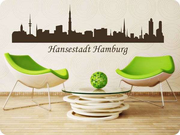 Wandtattoo Aufkleber Skyline " Hansestadt Hamburg " (122)