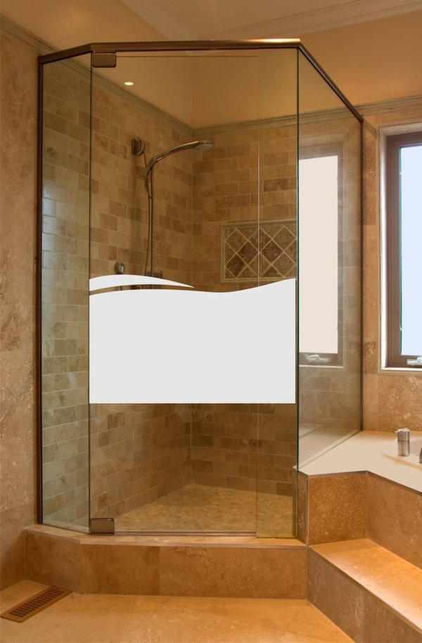 Aufkleber Folie Glasdekor Bad, Dusche, WC Sichtschutz,  Nr. 666 Welle 65cm hoch