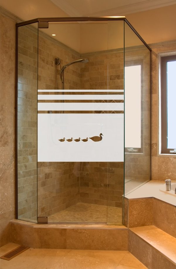 Aufkleber Folie Glasdekor Bad, Dusche, WC Sichtschutz, Enten GD654, 80 cm hoch