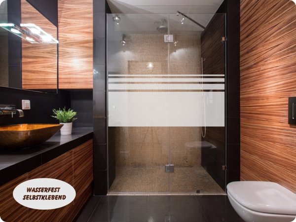 Aufkleber Folie Glasdekor Bad, Dusche, WC Sichtschutz, Nr.650, Streifen 65cm hoch